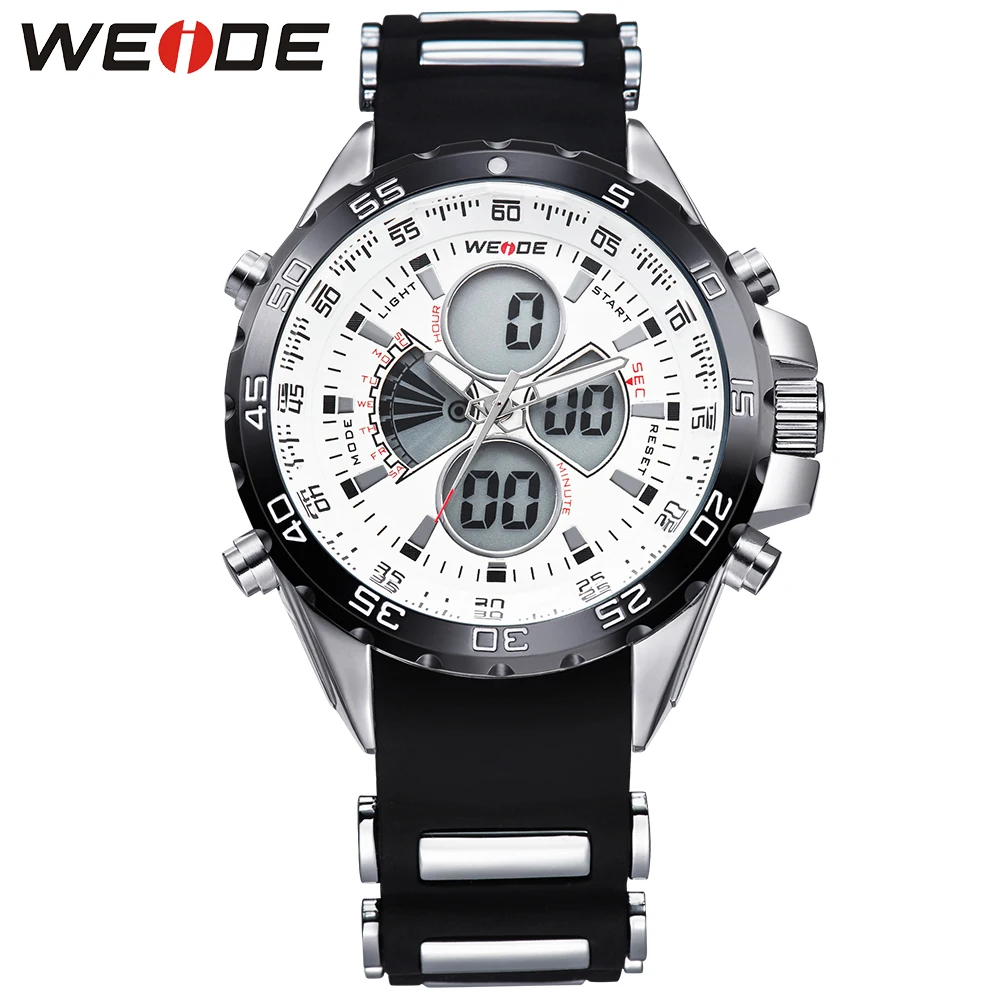ФОТО WEIDE Fashion Men Sports Watches Men's Quartz Alarm Silicone Srtap Stopwatch Montre Homme Military Army Waterproof Wrist Watch
