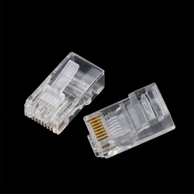 

100pcs Crystal 8Pin RJ45 Modular Plug Rj-45 Network Cable Connector Adapter for Cat5 Cat5e Cat6 Rj 45 Ethernet Cable Plugs Heads