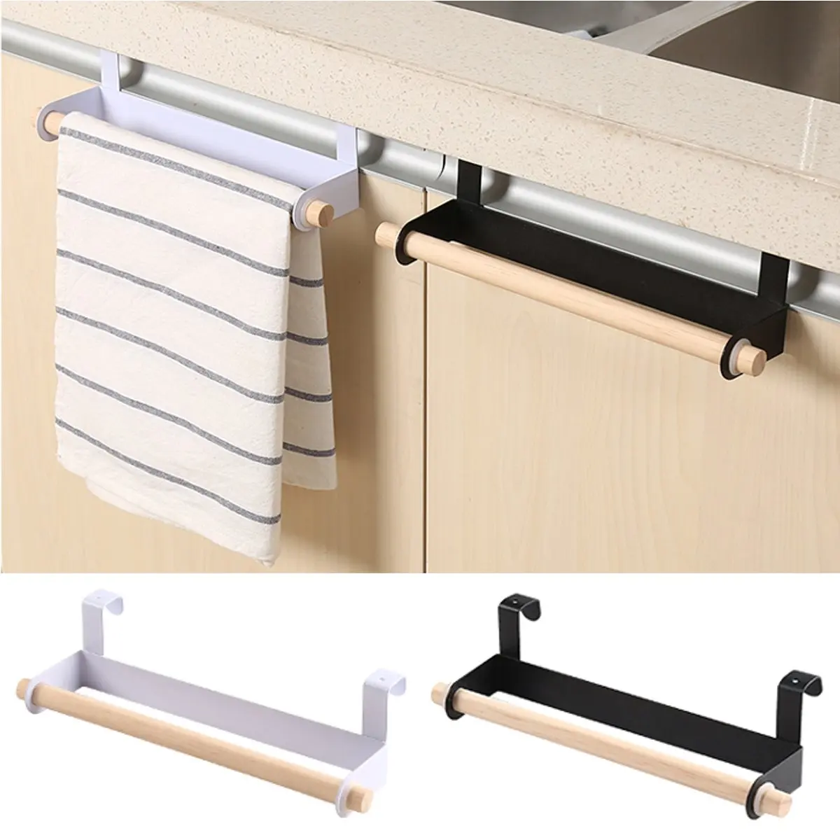 

2 Colors Metal Paper Towel Rack Bar Hanging Kitchen Roll Storage Holder Tissue Hanger Organizer Bathroom Hardware Single Layer