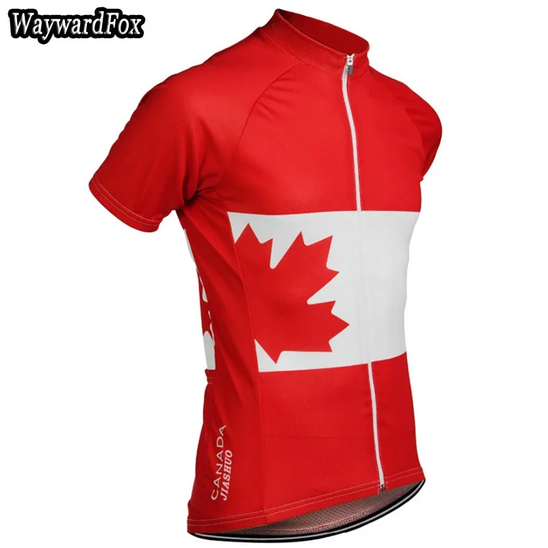 New Men's Canada Team Red Cycling Jersey Short Sleeve Riding Bike Wear