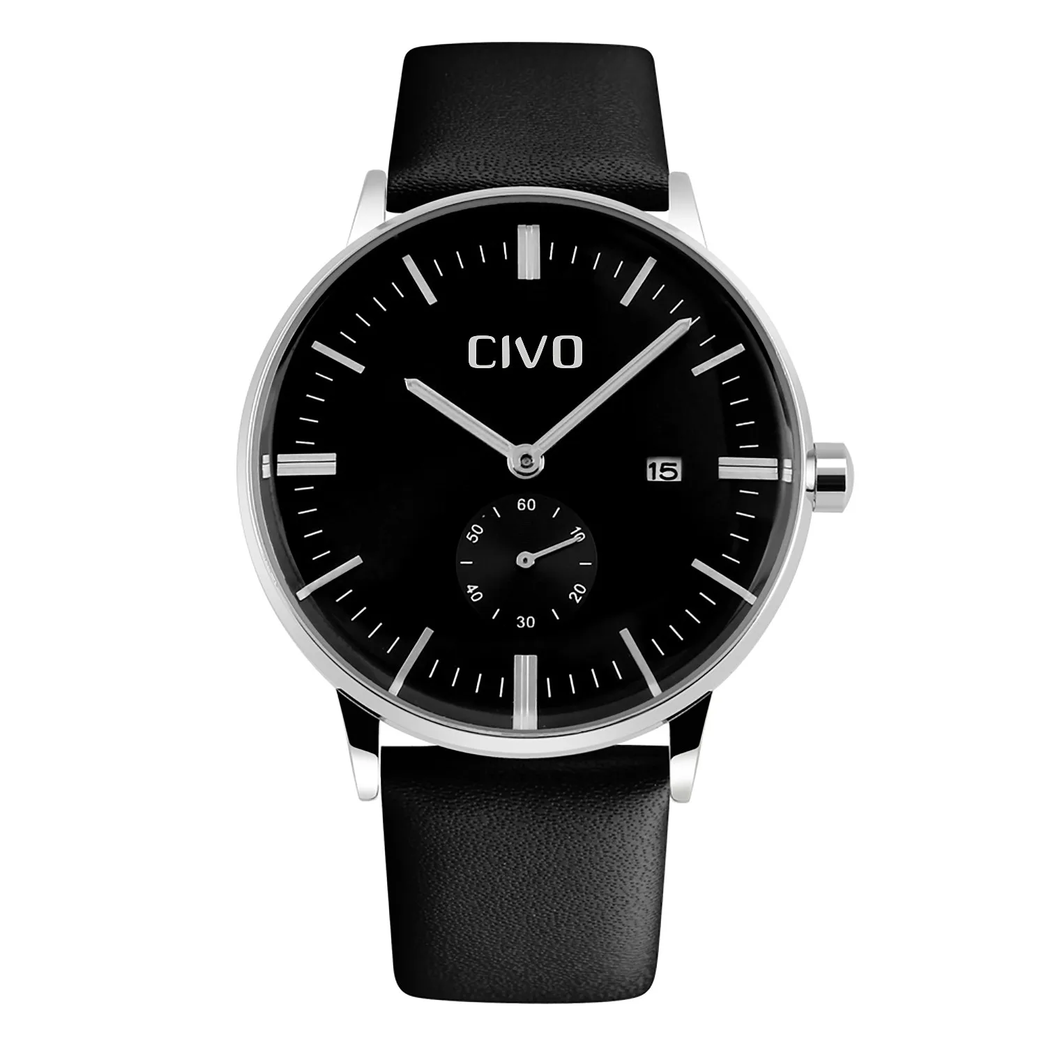 CIVO Erkek Izle мужские модные часы из натуральной кожи Роскошные водонепроницаемые аналоговые кварцевые наручные часы для мужчин часы Reloj Hombre - Цвет: black
