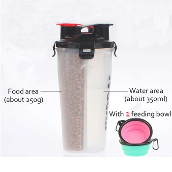 

With Folding Bowl Pet Dog Water Food Feeder Food Grade PP Material Outdoor Portable Two Functions Dogs Feeding Cup 700ML