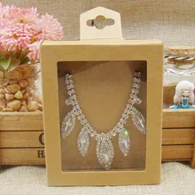 Крафт-держатель для бумаги подарочная коробка с прозрачное ПВХ окошко 9 видов цветов серьги/коробка для ожерелья ювелирных изделий Логотип коробка за дополнительную стоимость