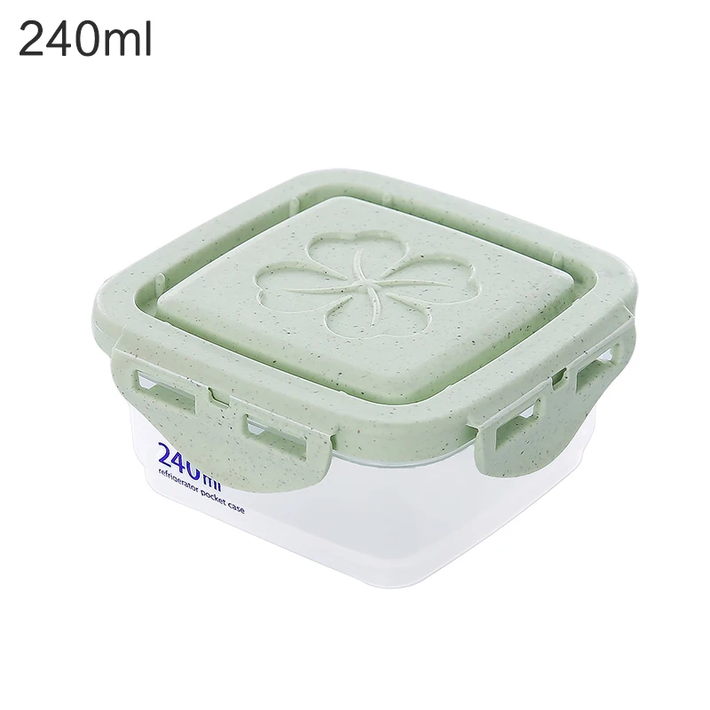 4 размера прозрачный Кухня холодильник для хранения пластиковая коробка для органайзера для специй Закрытая банка с крышкой фасоли гайка зерна Еда контейнер для хранения - Цвет: Green 240ml