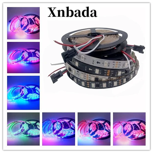 WS2811 5050 SMD RGB светодиодный полосы адресуемый 30/48/60/144 светодиодный s/m светодиодный Пиксели внешний 1 Ic Управление 3 светодиодный s DC12V