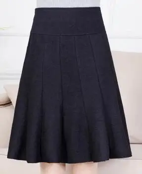 Осенне-зимние повседневные шерстяные юбки для женщин, Элегантная модная черная юбка, облегающая шерстяная юбка для мамы, юбки трапециевидной формы M, 5XL, 6XL, 7XL