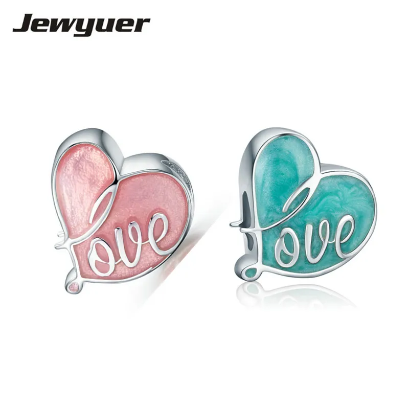

Genuine 925 Sterling Silver 2 Colors Love Letter Heart Shape charms Beads fit Original Charm Bracelets Women DIY jewelry MBE290