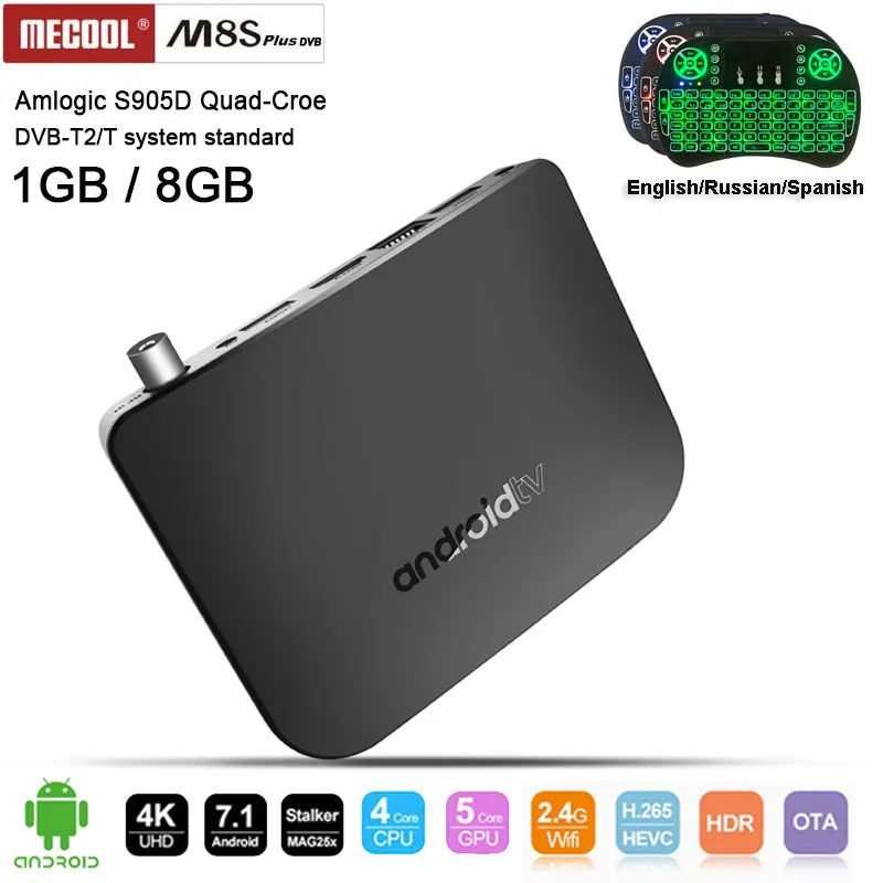 

Mecool M8S Plus android 7.1.2 tv box 1GB/8GB Amlogic S905D 2.4G WiFi HDTV2.0 H.265 4K/2K support Youtube,Facebook,Online movies