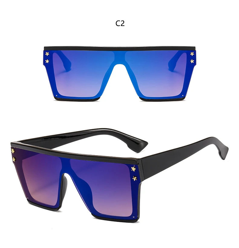 Винтажные Солнцезащитные очки больших размеров F203, женские роскошные брендовые зеркальные Квадратные Солнцезащитные очки с плоским верхом, женские черные очки со звездами