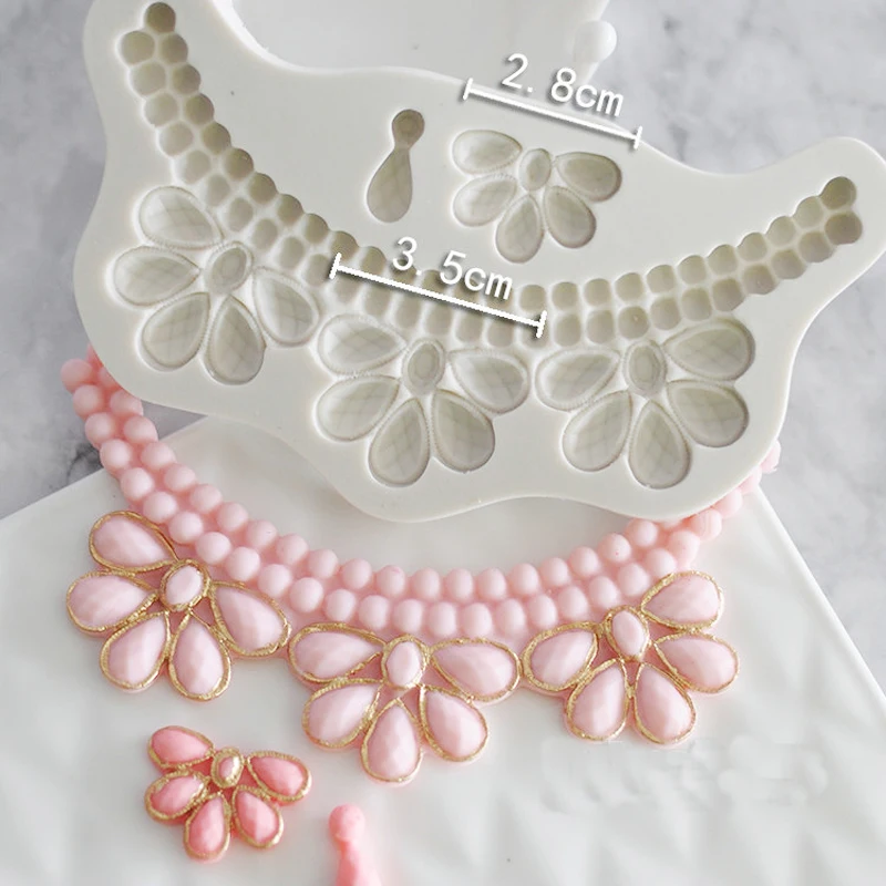 

Pearl Necklace Flower Shaped Sugar Craft Silicone Mold Fondant Mold Chocolate Mold Kitchen Accessories Cake Decorating Tools New