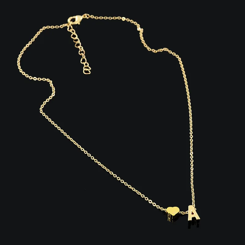Крошечное золотое, серебряное, начальное название, ожерелье-чокер, женское, 26 букв и кулон в виде сердца, ожерелье на шею, подарок для девочки, ювелирное изделие, украшения на шею