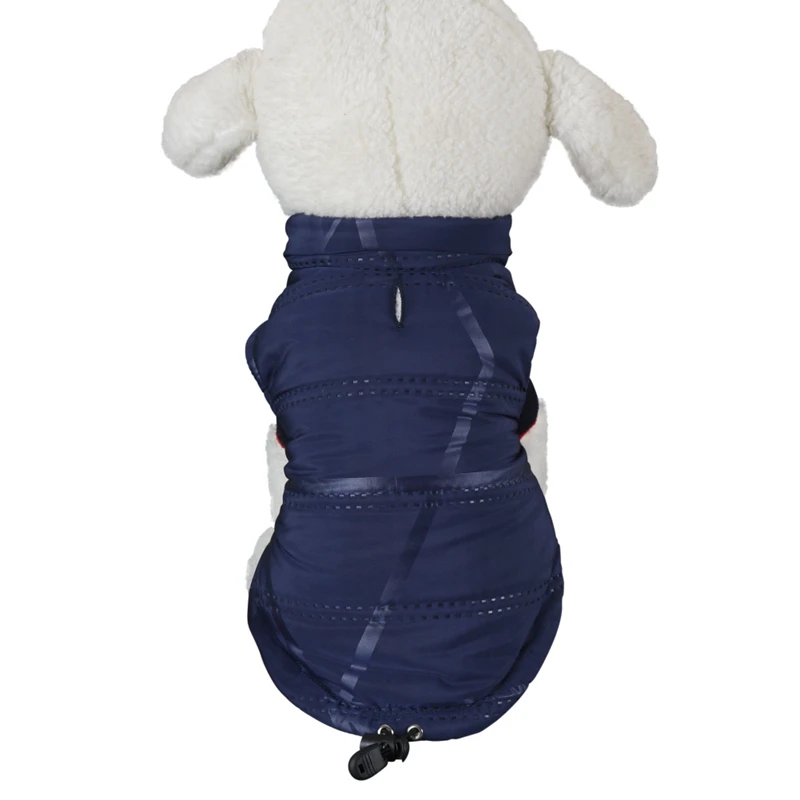 Зимняя одежда для домашних собак, кошек, мягкий жилет, пальто для щенков, теплый пуховик из флиса и полиэстера, водонепроницаемая куртка для чихуахуа, французского бульдога - Цвет: Deep Blue