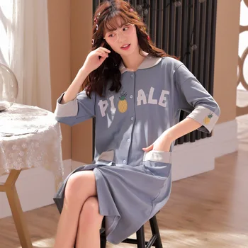 

Single-breasted casual pregnant pajamas fashion turn-down collar maternity dress plus size pregnant dresses for women