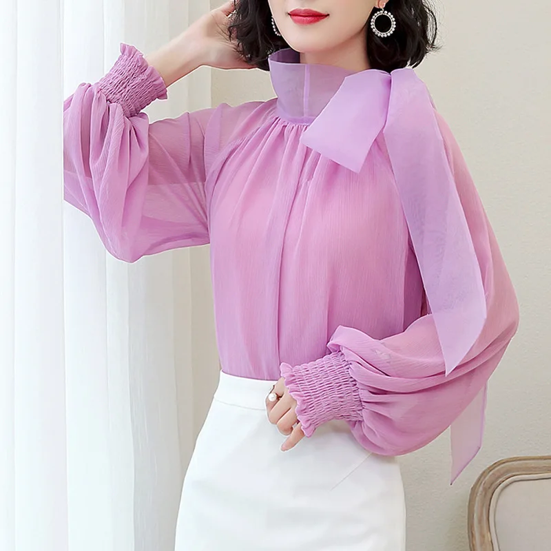 lavender chiffon blouse