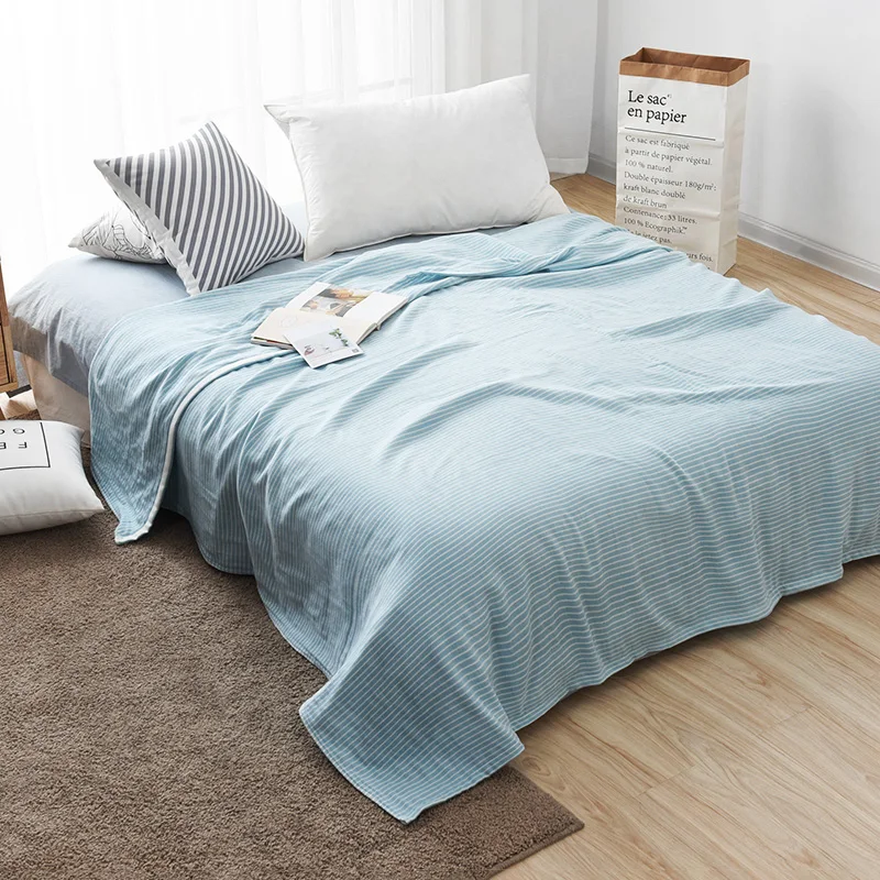 

Beroyal Brand 2019 Throw Blanket -1piece 100% Cotton Blanket three Layers Gauze Stripe Blanket Adult Super Soft Muslin Blankets