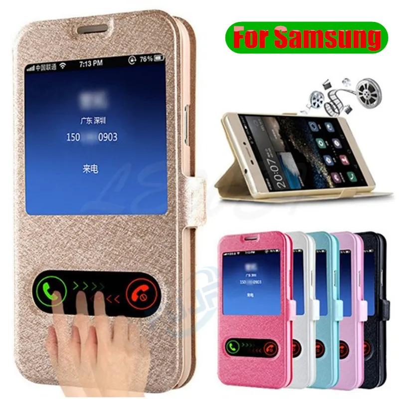 

Luxury Smart front window view Leather flap Samsung Galaxy S10 Plus A6 A8S J4 J6 Plus A6 A7 A8 A9 2018 M10 20 A30 A40 A50 Cover