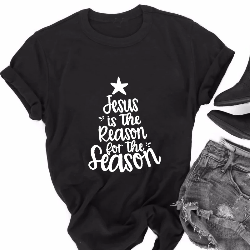 Jesus is the reason for the Season Christmas quote T shirt short sleeve