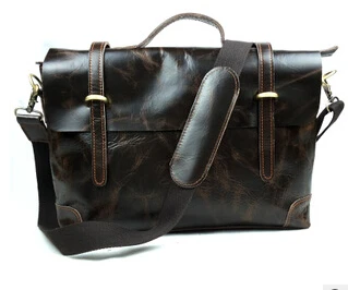 Натуральная кожа гарантированные мужчины вскользь сумка деловая сумка Винтаж сумка портфель - Цвет: Oil wax black brown