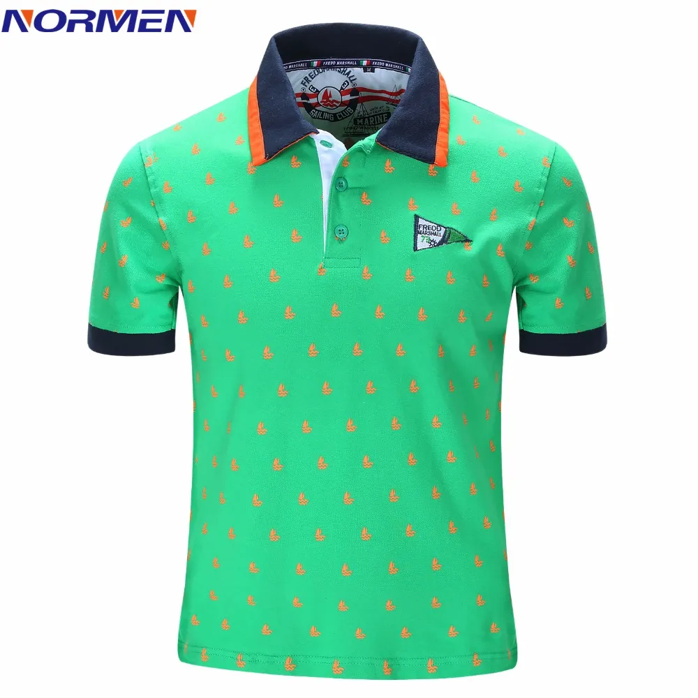 NORMEN Merk Herenmode Polo Shirts Dot Korte Mouw Casual Shirt Voor Mannen Hoogwaardige Hoge