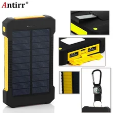 Солнечная батарея водонепроницаемый 8000 mAh Солнечное зарядное устройство 2 usb порта Внешнее зарядное устройство power Bank для телефона с светодиодный подсветкой