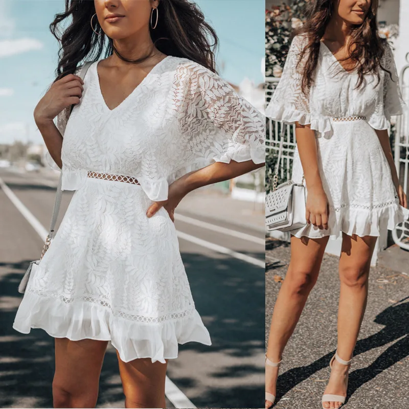 white ruffle sundress