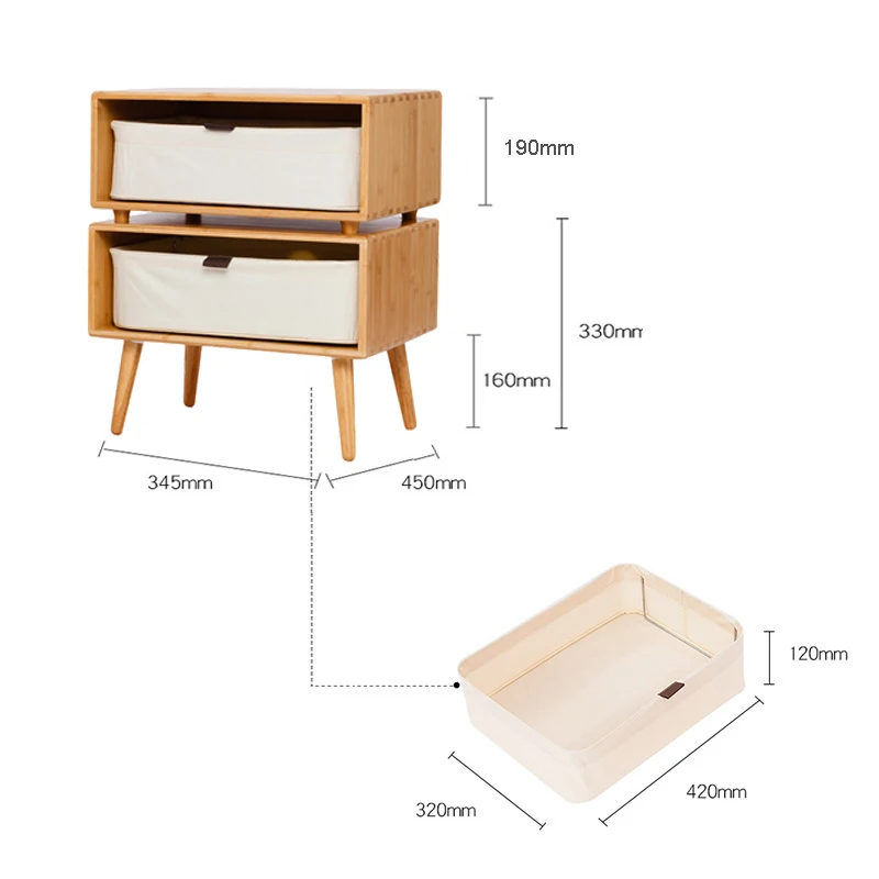 ZEN'S BAMBOO прикроватная тумбочка с 2 ящиками эркер маленький стол мебель для спальни - Цвет: Model