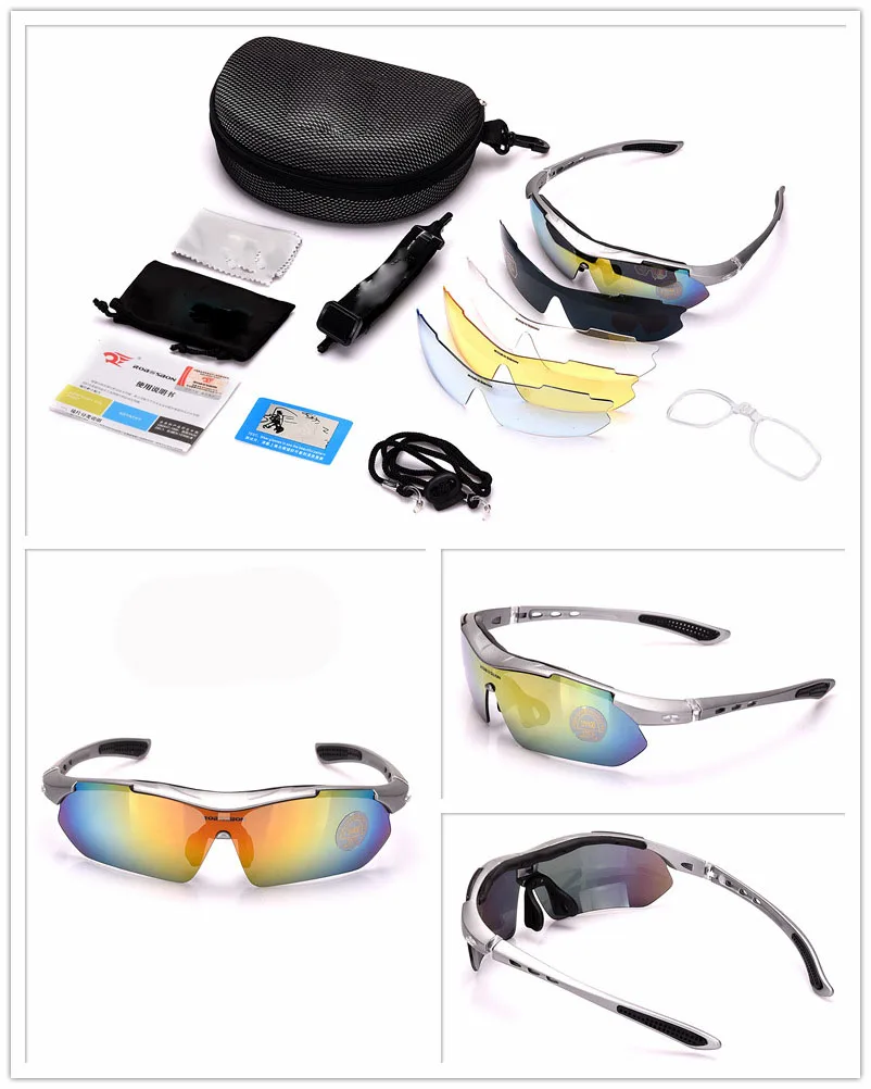 4 цвета, поляризованные солнцезащитные очки для рыбалки, мужские очки для спорта на открытом воздухе, для вождения, велоспорта, UV400, солнцезащитные очки со сменными линзами, 1 комплект, 5 линз