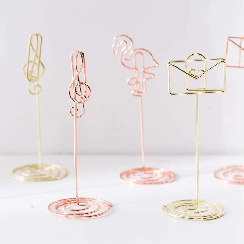

10pcs/lot Modeling Paper Clips Metal Material Flamingo Envelope Airplane Shape Gold Rose Gold Colored Bookmark Memo Clips