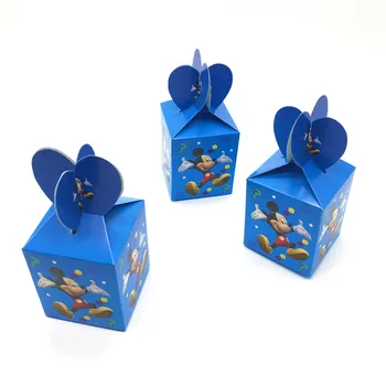

6Pcs Disney Mickey Mouse Theme Design Candy Gift Box Kids Birthday Party decoration Disposable Family Party Candy Box Supplies