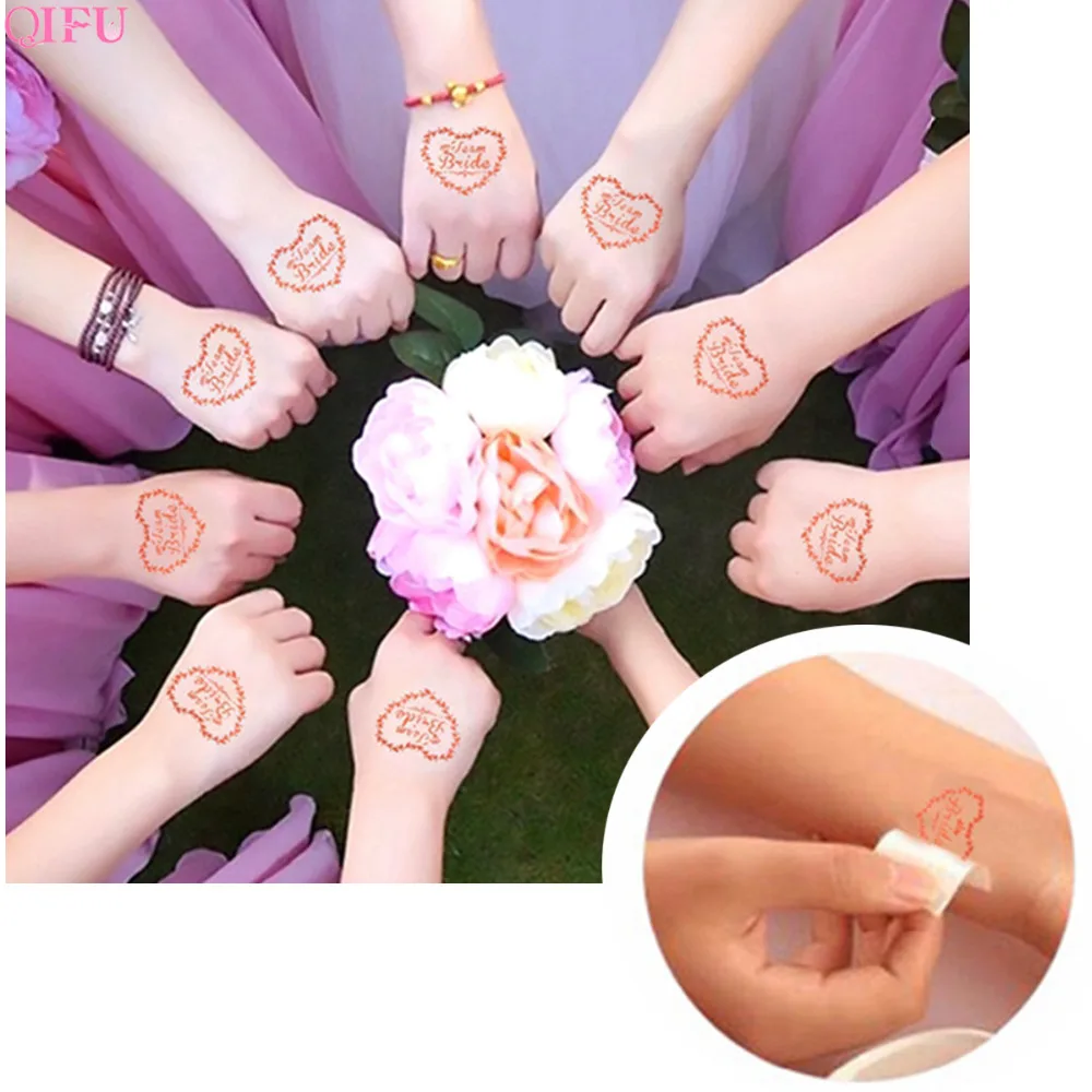 

QIFU Team Bride Temporary Tattoos Stickers Wedding Decor Bride To Be Hen Bachelorette Party Decor Bridal Shower Girl Favors