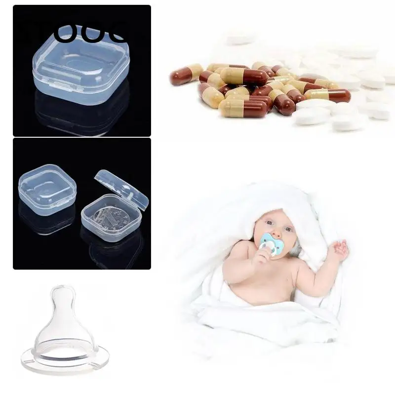 

Portable Transparent Plastic Baby Nipple Pacifier Medicine Tablets Storage Box