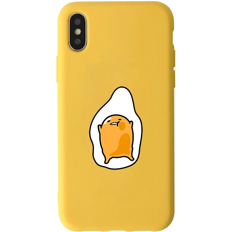 JAMULAR Cute Gudetama Lazy Egg Phone Case For iPhone 7 11 Pro XS MAX X XR 8 6 6s Plus Novelty Yellow Soft Silicone Back Cover