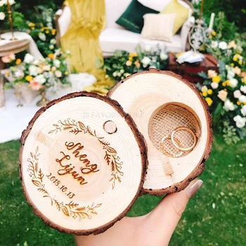 

Free shipping 1pcs customization perpsonal engagement marriage proposal wedding day Manual farmhouse sample wood ring pillow box