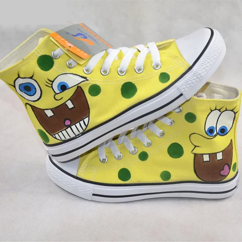 Original Spongebob Shoes for Kids Hand painted Canvas Shoe Student ...