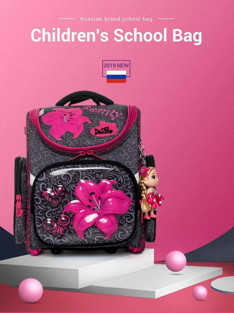 Delune, новинка,, мультяшный школьный рюкзак для девочек, Детский 3D ортопедический рюкзак EVA, для начальной От 5 до 8 лет, для мальчиков, детские школьные сумки, ранец