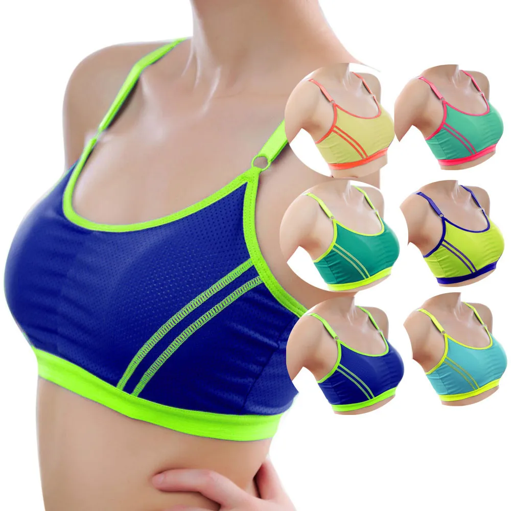 

Sport Bra Top Fitness Gym Women Strappy Vest Seamless Padded Yoga Bras Training Tank Top Push up Running Underwear