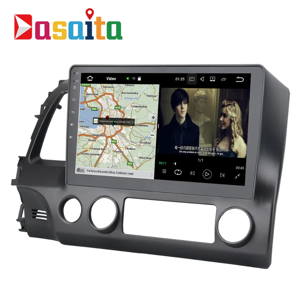 Dasaita 10," Android 9,0 Автомобильный gps плеер Navi для Honda Civic 2006-2011 с 2G+ 16G четырехъядерный стерео Мультимедиа без DVD