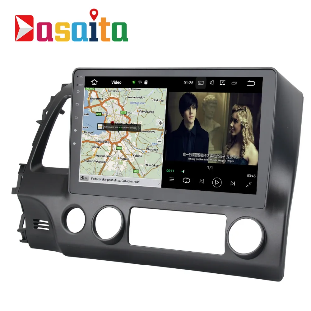 Автомобильный GPS плеер Dasaita 10 2 дюйма Android 9 0 для Honda Civic 2006 2011 + 16 ГБ четырехъядерный
