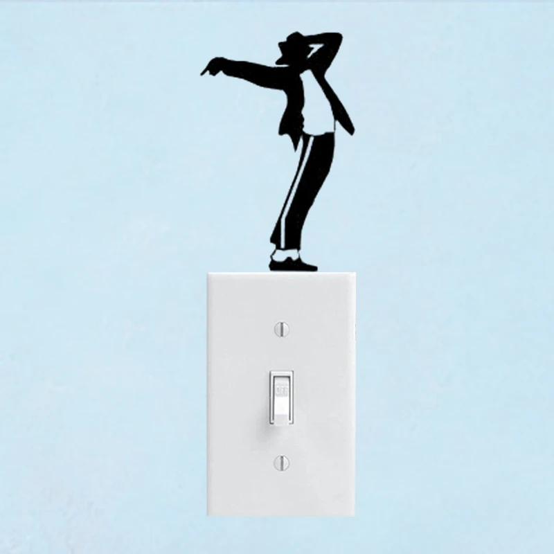 Майкл Джексон Мода спальня виниловые настенные наклейки светильник наклейки на переключатель 6SS0322 - Цвет: Черный