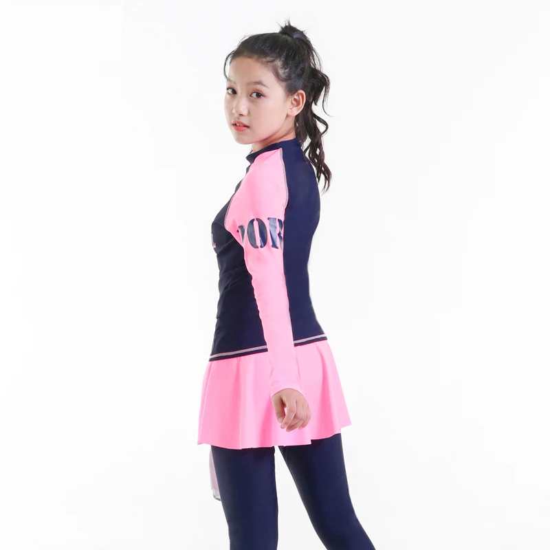 Rashguard Купальник для девочек подростков с длинными рукавами стеганая рубашка