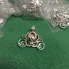 Solid 925 Silver Carriage Locket Cage Pendant Mounting DIY Can Open Sterling Silver Pumpkin Pearl Gem Bead Pendant Charm 4