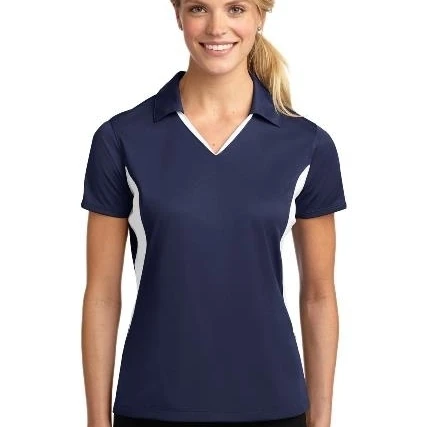 Sport-Tek LST655 Ladies Side Blocked Micropique Sport-Wick Polo T-Shirt True Navy & White - 4XL (1)