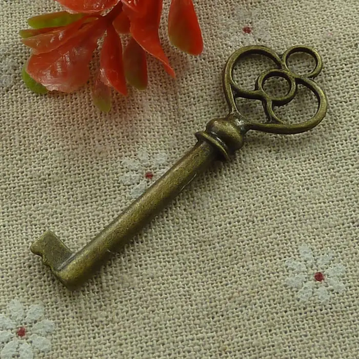 51 pieces bronze plated key charms pendant 61x20mm 2544bronze charms