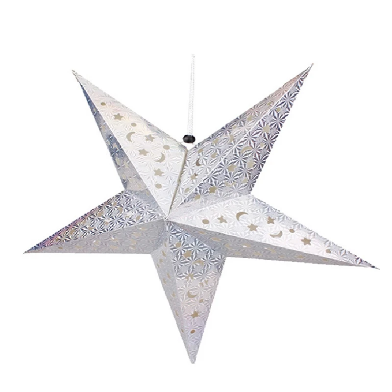 Us 1 64 31 Off Colorful 30cm Christmas Tree Laser Five Pointed Star Hanging Decor Ceiling Ornaments Christmas Decoration New Year Paper Star In