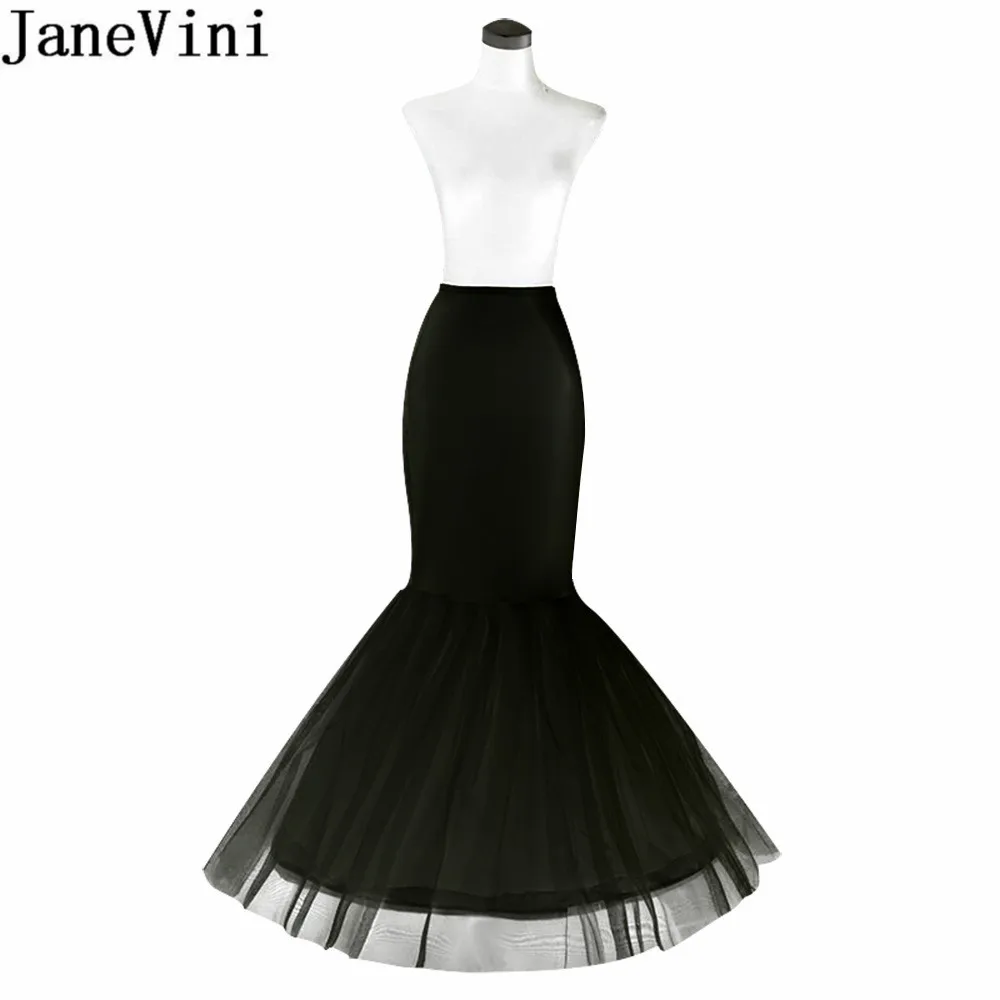 JaneVini Elegant Black Crinoline Petticoat Mermaid Underskirt Bridal Petticoats Under Dress Tulle Wedding Accessories Jupon Noir total new style mermaid wedding petticoat bridal accessories underskirt crinoline petticoats for wedding dresses jupon