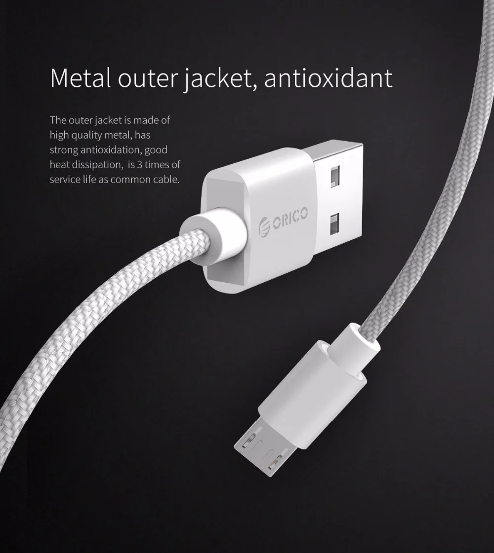 ORICO 2.4A Micro USB кабель нейлон быстрое зарядное устройство кабель для передачи данных Универсальный Android мобильный телефон зарядный кабель для samsung Xiaomi LG