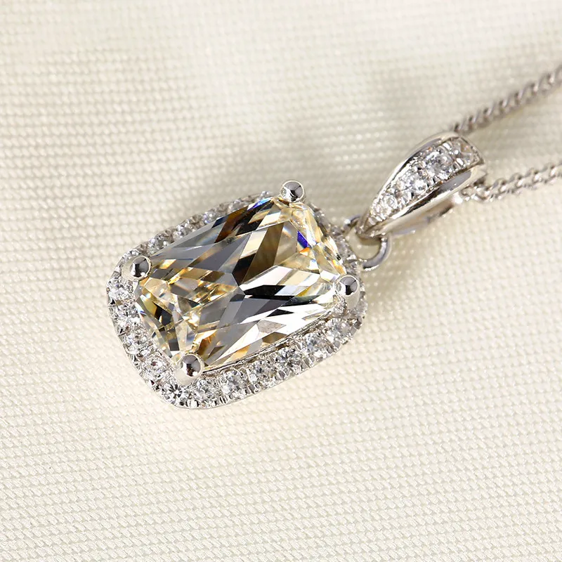 Роскошное женское белое/розовое/желтое ожерелье с подвесками, 925 пробы Серебряная цепочка, ожерелье с большим циркониевым камнем для женщин