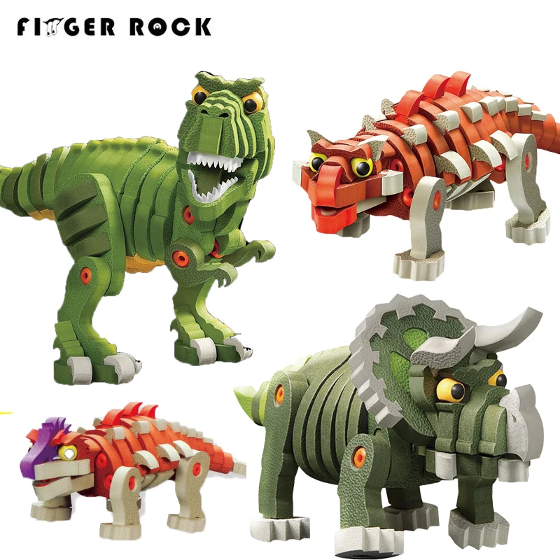 

Finger Rock 3D Assembly EVA Block Dinosaur Toys Tyrannosaurus Triceratops Model Building Foam Blocks Educational Waterproof Toys