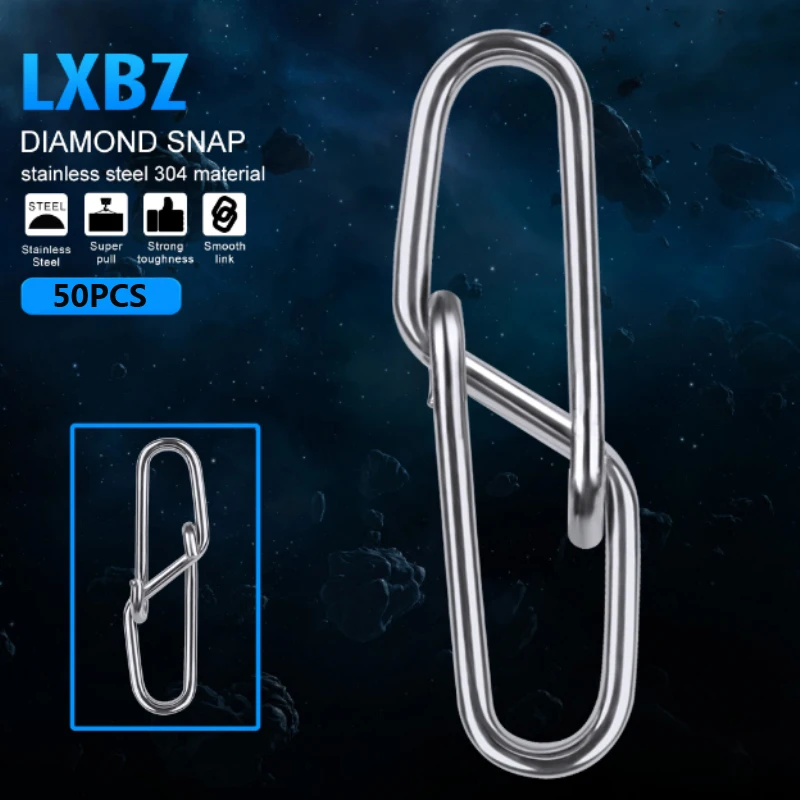 

50pcs/lot 0#-6# Diamond Snap 12mm-28.5mm Fishing Barrel Swivel Safety Snap Swivel Snap Swivels Fishing Tackle Accessories Tool