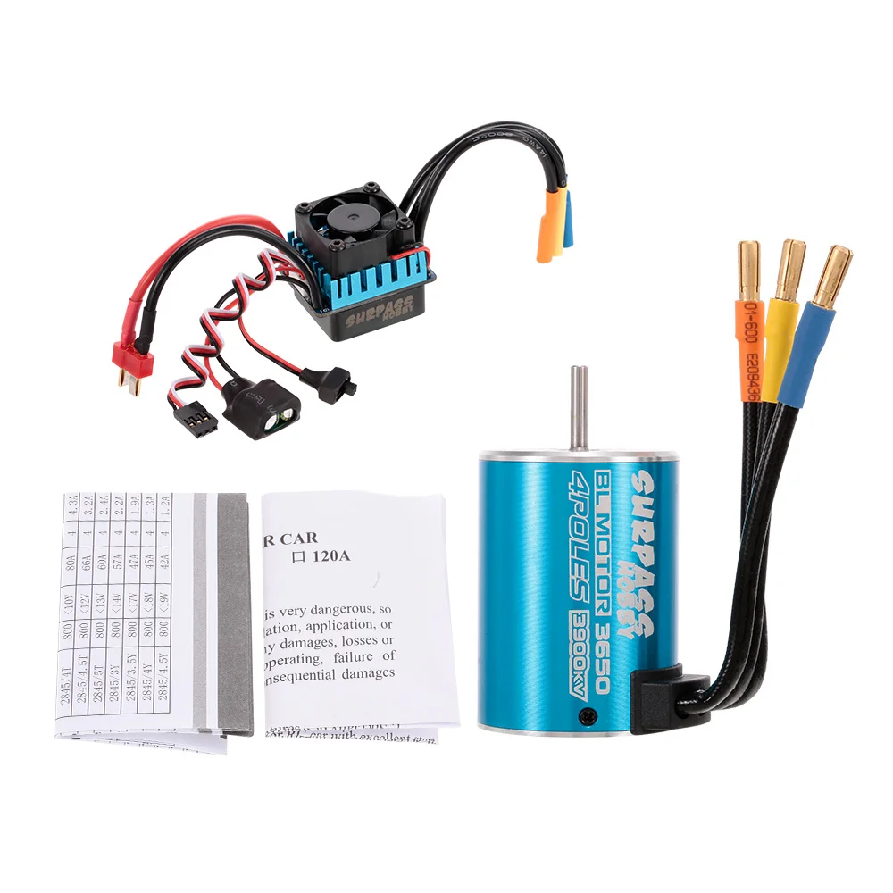 

RC Car Motor 3650 3900KV Sensorless Brushless Motor 60A Brushless ESC for 1:10 RC Car RC Truck